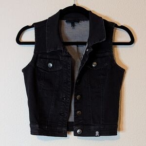 Sourpuss Clothing Dark Wash Stretch Black Jean Essential Vest size XS